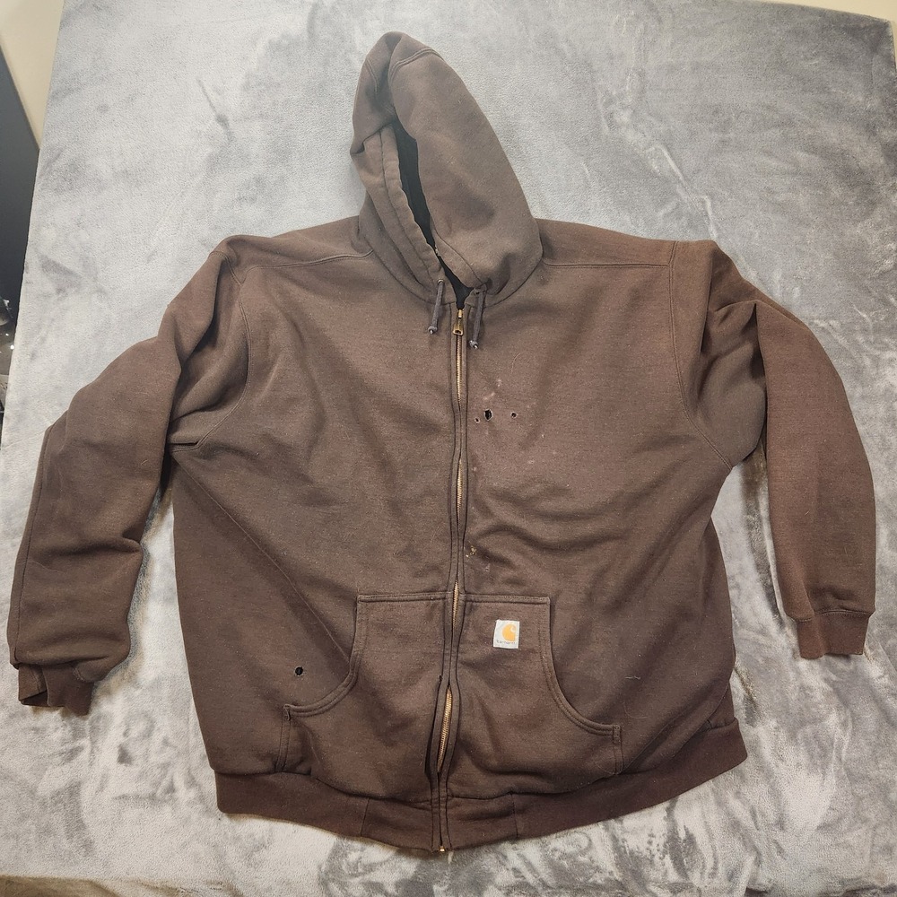 Carhartt Hoodie Mens 4XL Tall Brown Paxton Rain Defender Vintage Distressed